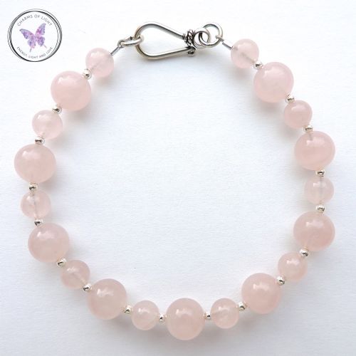 Pretty Rose Quartz Bracelet with Silver Hook Clasp